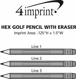 Imprint Area of Hex Golf Pencil with Eraser