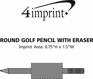 Imprint Area of Round Golf Pencil with Eraser
