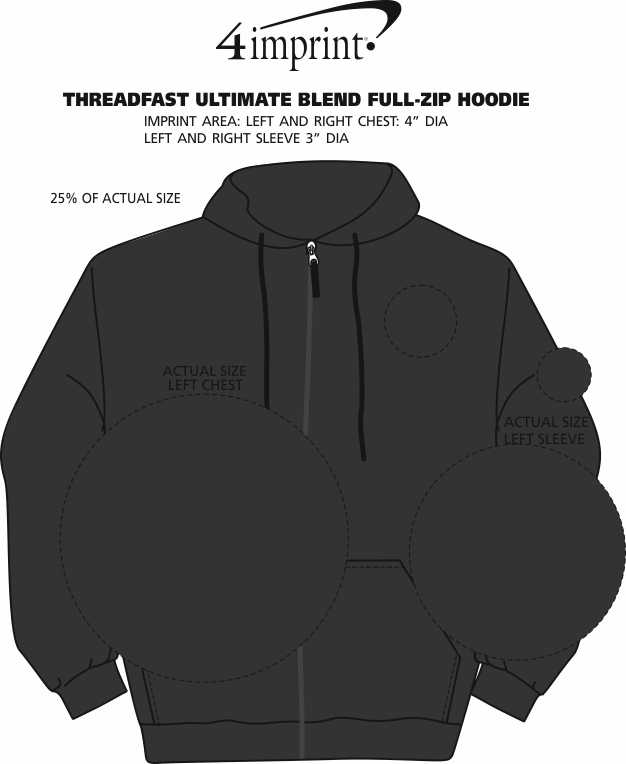 Imprint Area of Threadfast Ultimate Blend Full-Zip Hoodie