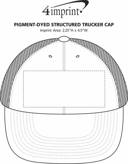 Imprint Area of Pigment-Dyed Structured Trucker Cap