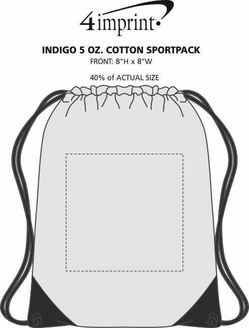 Imprint Area of Indigo 5 oz. Cotton Sportpack