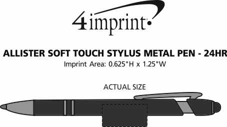 Imprint Area of Allister Soft Touch Stylus Metal Pen - 24 hr