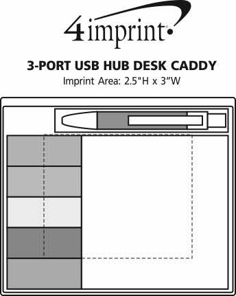 Imprint Area of 3-Port USB Hub Desk Caddy