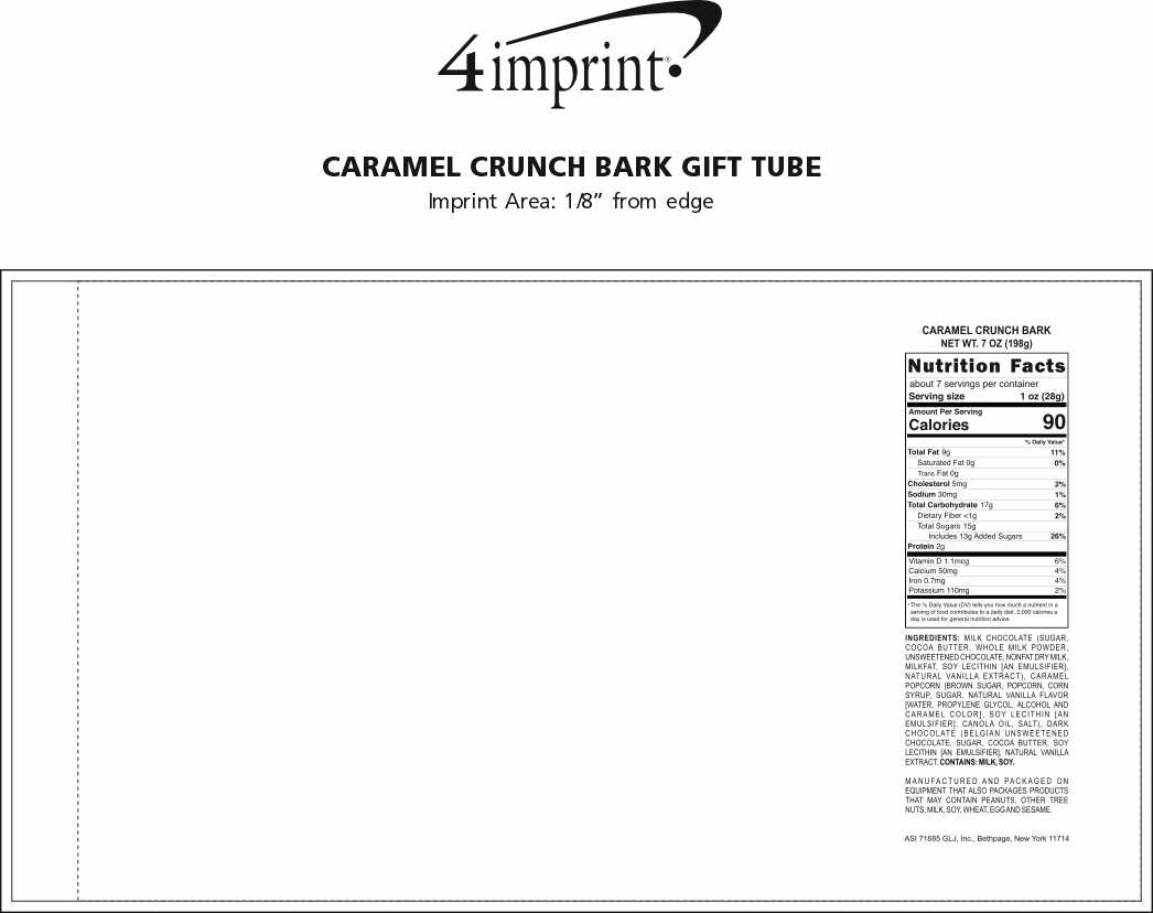 Imprint Area of Caramel Crunch Bark Gift Tube