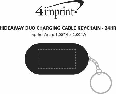 Imprint Area of Hideaway Duo Charging Cable Keychain - 24 hr