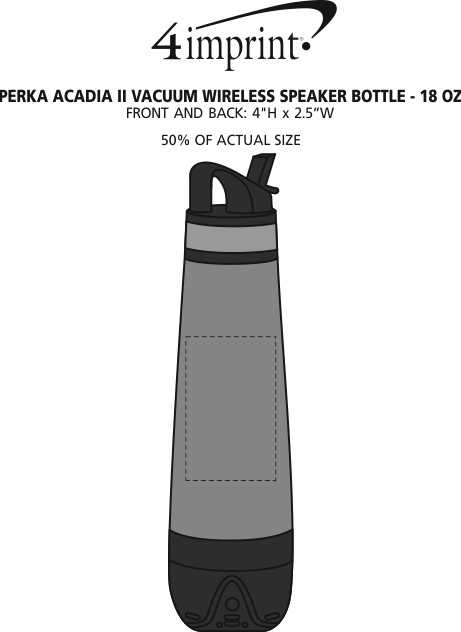 Imprint Area of Perka Acadia II Vacuum Wireless Speaker Bottle - 18 oz.