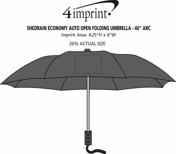 Imprint Area of ShedRain Economy Auto Open Folding Umbrella - 40" Arc