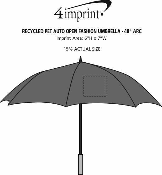 Imprint Area of Recycled PET Auto Open Fashion Umbrella - 48" Arc