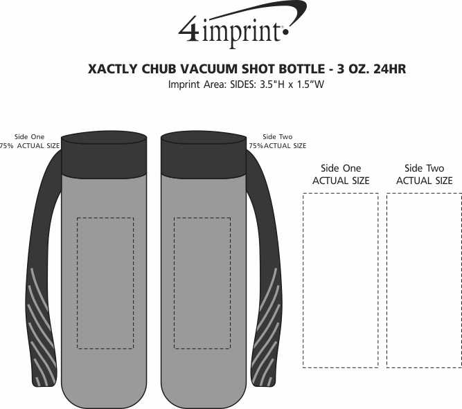 Imprint Area of Xactly Chub Vacuum Shot Bottle - 3 oz. - 24 hr