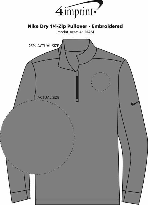 Imprint Area of Nike Dry 1/4-Zip Pullover - Embroidered