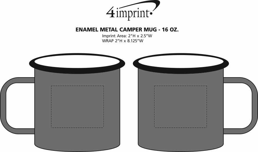 Imprint Area of Enamel Metal Camper Mug - 16 oz.