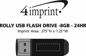 Imprint Area of Rolly USB Flash Drive - 8GB - 24 hr