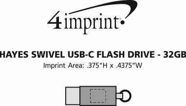 Imprint Area of Hayes Swivel USB-C Flash Drive - 32GB