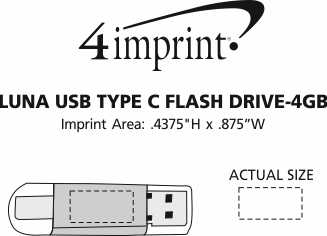 Imprint Area of Luna USB-C Flash Drive - 4GB
