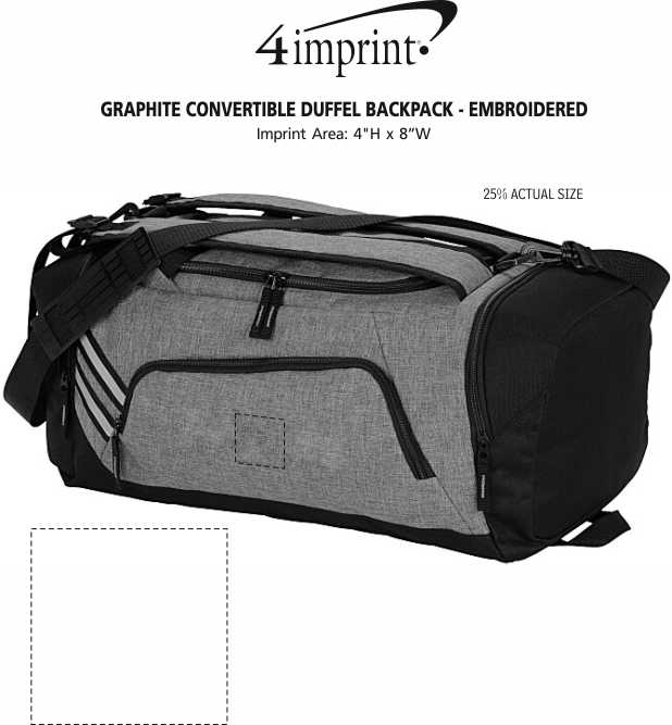 Imprint Area of Graphite Convertible Duffel Backpack - Embroidered