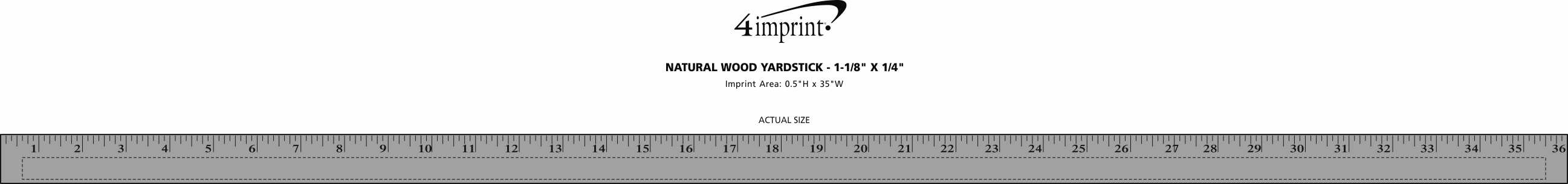 Imprint Area of Natural Wood Yardstick - 1-1/8" x 1/4"