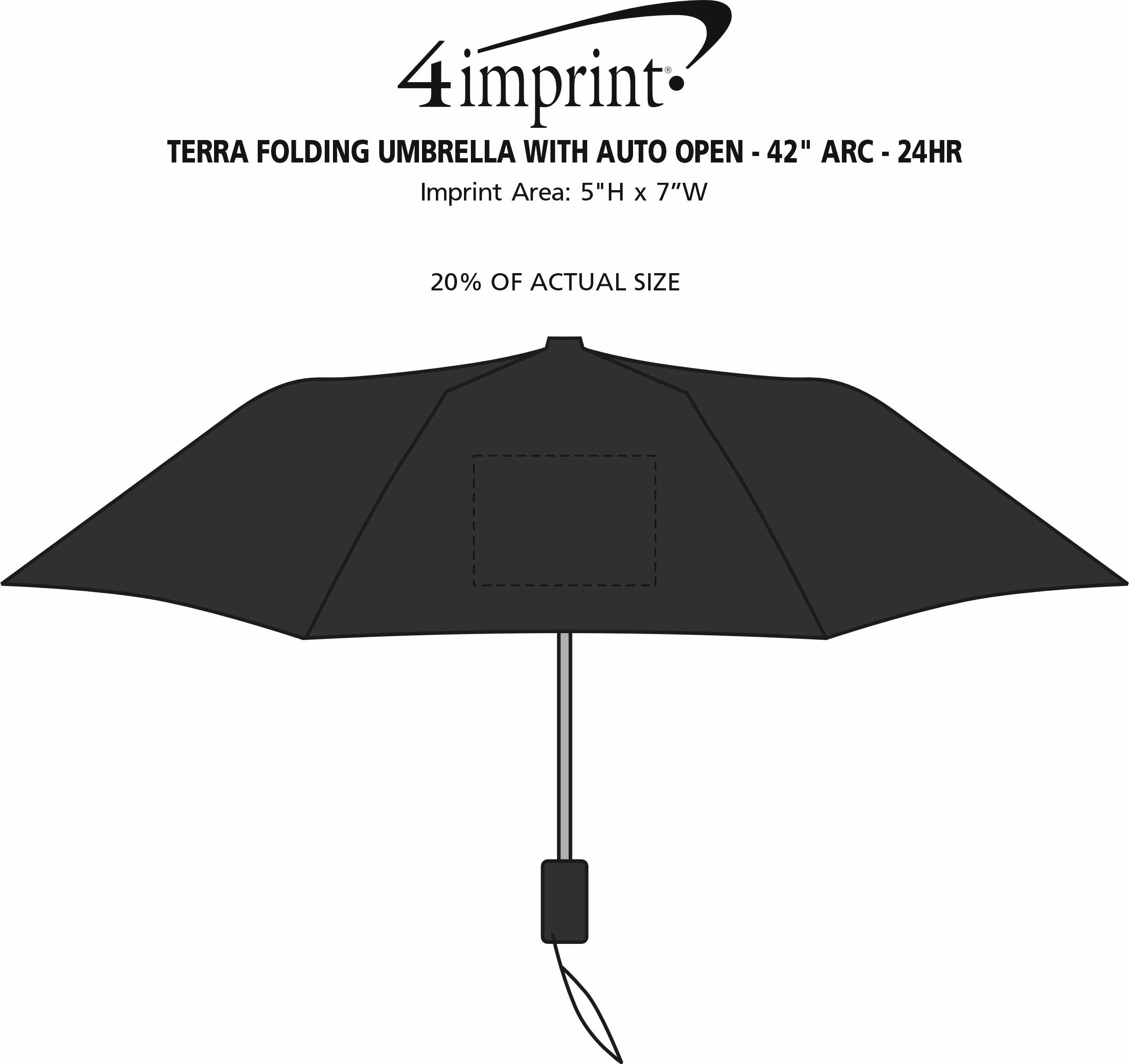 Imprint Area of Terra Folding Umbrella with Auto Open - 42" Arc - 24 hr