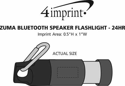 Imprint Area of Zuma Bluetooth Speaker Flashlight - 24 hr