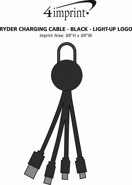 Imprint Area of Ryder Charging Cable - Black - Light-Up Logo