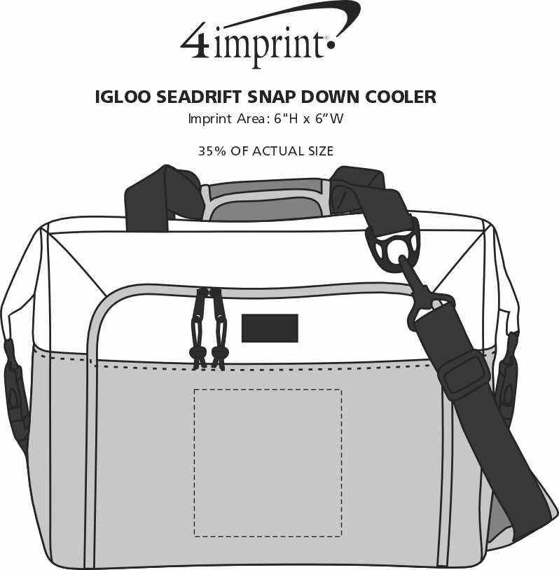 Imprint Area of Igloo Seadrift Snap Down Cooler - 24 hr