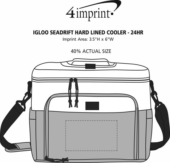 Imprint Area of Igloo Seadrift Hard Lined Cooler - 24 hr
