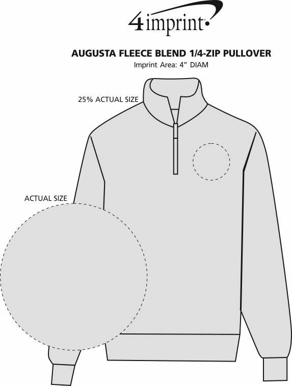 Imprint Area of Augusta Fleece Blend 1/4-Zip Pullover