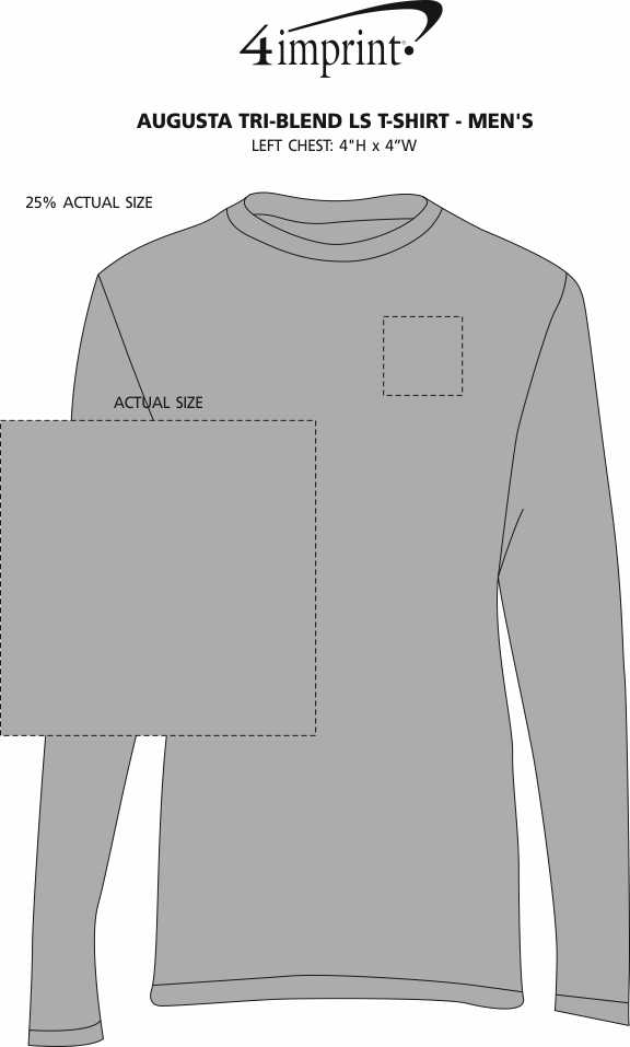 Imprint Area of Augusta Tri-Blend LS T-Shirt - Men's