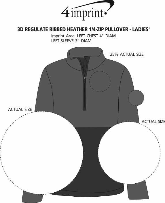Imprint Area of 3D Regulate Ribbed Heather 1/4-Zip Pullover - Ladies'