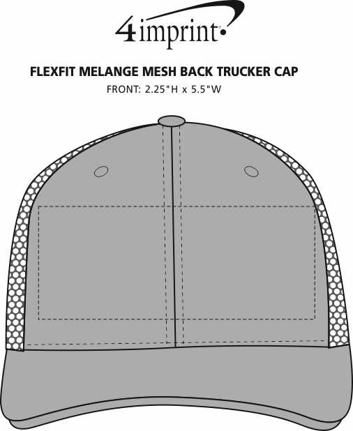 Imprint Area of Flexfit Melange Mesh Back Trucker Cap