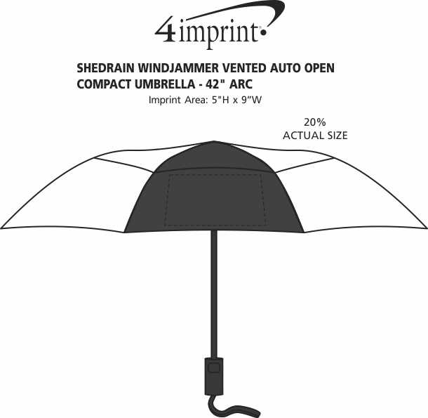 Imprint Area of ShedRain WINDJAMMER Vented Auto Open Compact Umbrella - 42" Arc