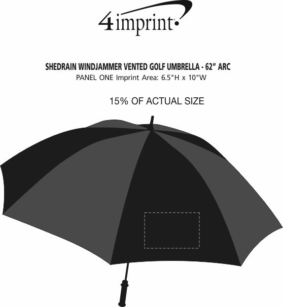 Imprint Area of ShedRain WINDJAMMER Vented Golf Umbrella- 62" Arc