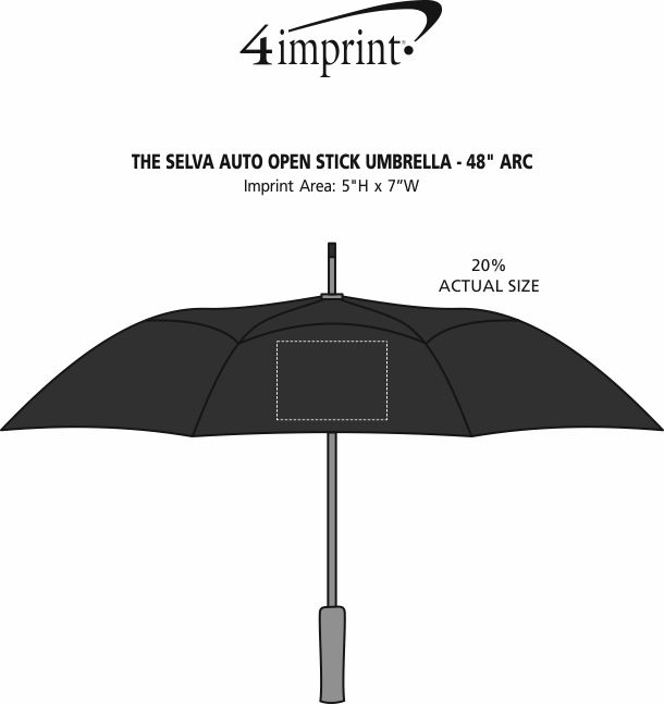 Imprint Area of The Selva Auto Open Stick Umbrella - 48" Arc