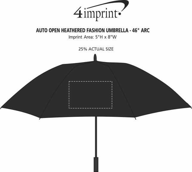 Imprint Area of Auto Open Heathered Fashion Umbrella - 46" Arc