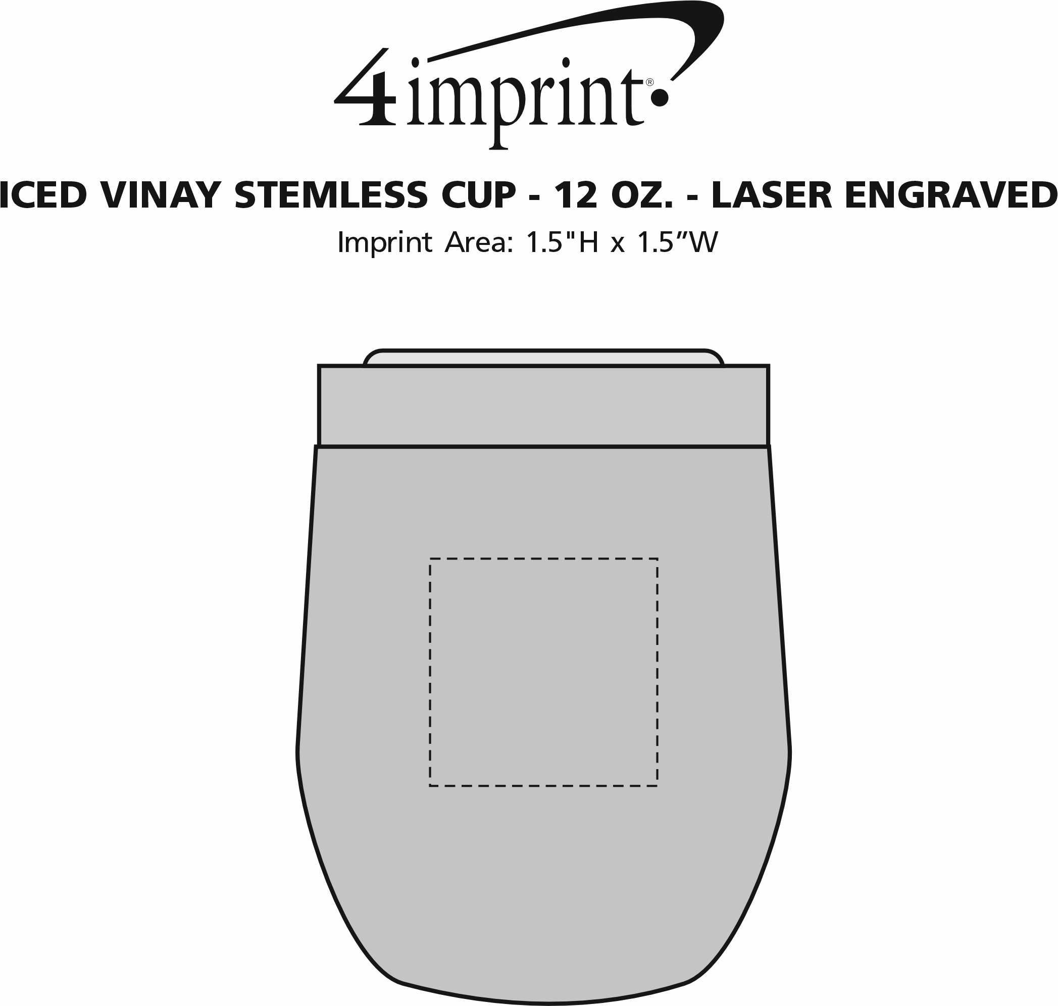 Imprint Area of Iced Vinay Stemless Cup - 12 oz. - Laser Engraved