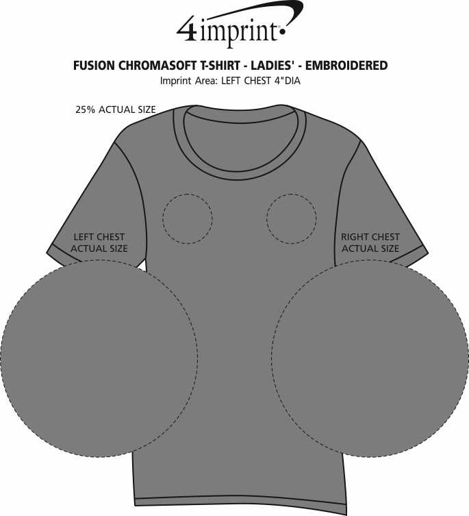 Imprint Area of Fusion Chromasoft T-Shirt - Ladies' - Embroidered