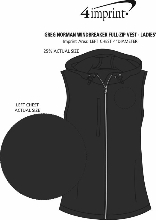 Imprint Area of Greg Norman Windbreaker Full-Zip Vest - Ladies'