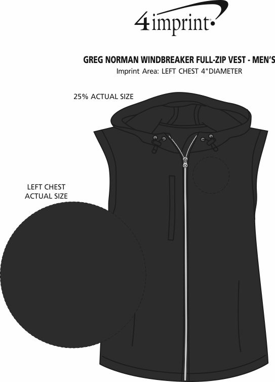 Imprint Area of Greg Norman Windbreaker Full-Zip Vest - Men's