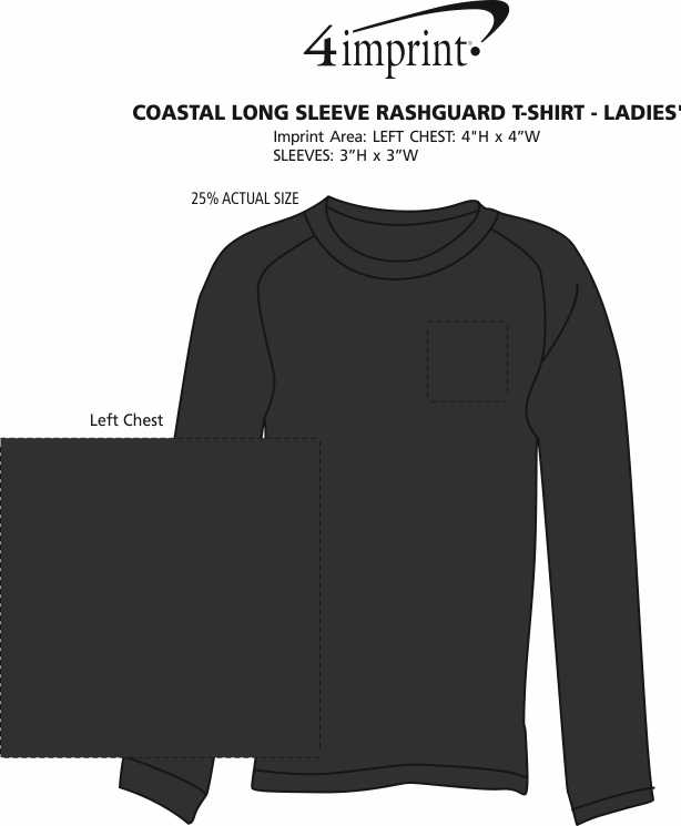 Imprint Area of Coastal Long Sleeve Rashguard T-Shirt - Ladies'