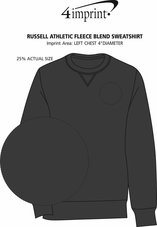 Imprint Area of Russell Athletic Fleece Blend Sweatshirt