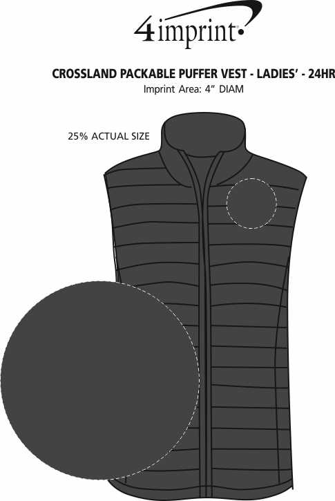 Imprint Area of Crossland Packable Puffer Vest - Ladies' - 24 hr