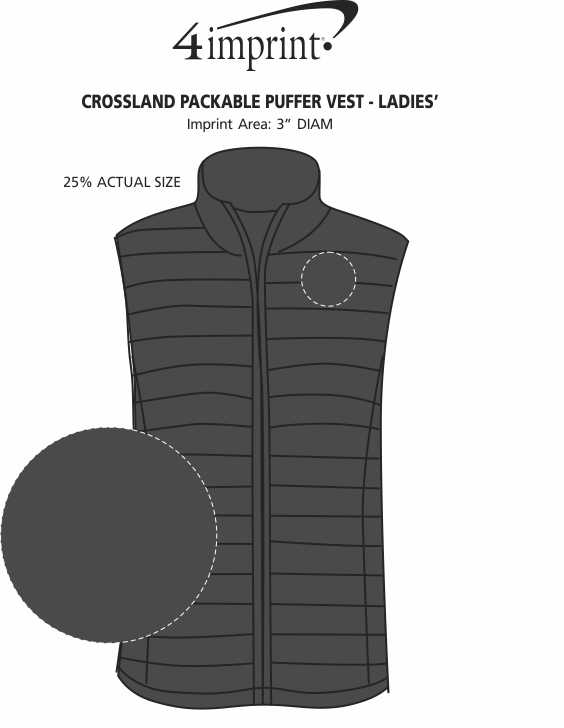 Imprint Area of Crossland Packable Puffer Vest - Ladies'