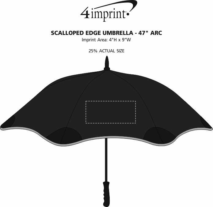Imprint Area of Scalloped Edge Umbrella - 47" Arc