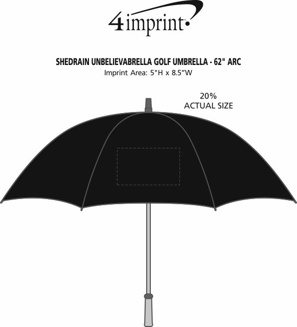 Imprint Area of ShedRain UnbelievaBrella Golf Umbrella - 62" Arc