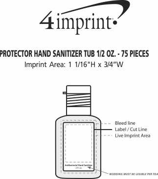 Imprint Area of Protector Hand Sanitizer Tub 1/2 oz. - 75-Pieces