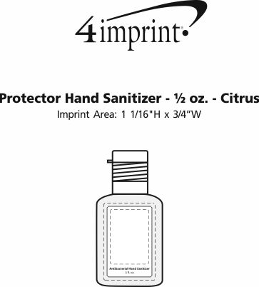 Imprint Area of Protector Hand Sanitizer - 1/2 oz. - Citrus