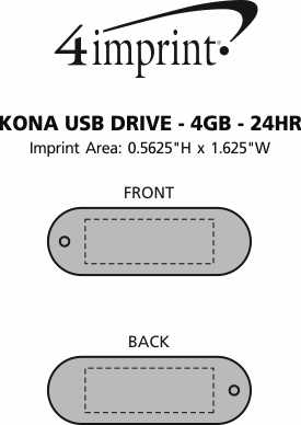 Imprint Area of Kona USB Drive - 4GB - 24 hr