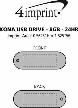 Imprint Area of Kona USB Drive - 8GB - 24 hr