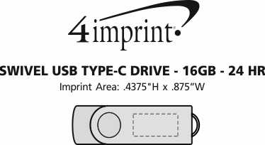 Imprint Area of Swivel USB-C Drive - 16GB - 24 hr