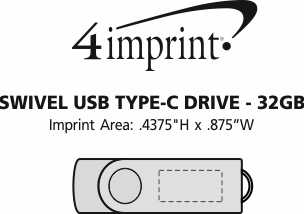 Imprint Area of Swivel USB-C Drive - 32GB