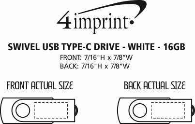Imprint Area of Swivel USB-C Drive - White - 16GB